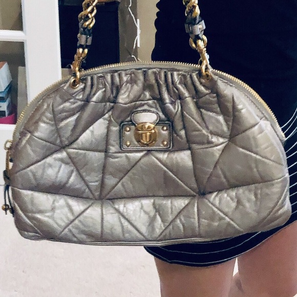 💯Authentic Marc Jacobs metallic quilted bag - Picture 1 of 8